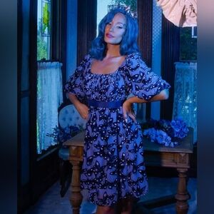 La Femme en Noir Corpse Bride Blue Butterfly Babydoll Dress, Size 2x NWT